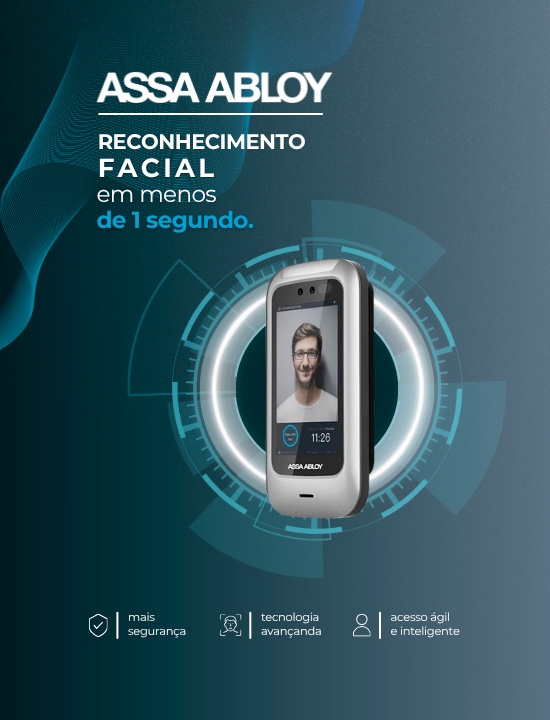 O Leitor Facial VF-3K1L da ASSA ABLOY � um terminal de controle de acesso compacto e altamente eficiente, que integra as tecnologias de reconhecimento facial e leitura de QR Code.