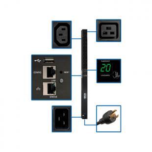 54120003 - PDU MONOFASICA 3,7KW 208/230V MONIT. PLATAFORMA LX,18 C13, 2 C19, ENTRADAS C20 / L6-20P - 0U 900MM - PDUMNV20HV2LX - EATON