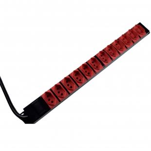 DNENRE1U-006-0 - REGUA (CALHA) 19X1U 110/220V 12 TOMADAS (NBR 14136 20A) C/ PLUG NBR 14316 20A(2M) - DN-5640100110 - D-NET