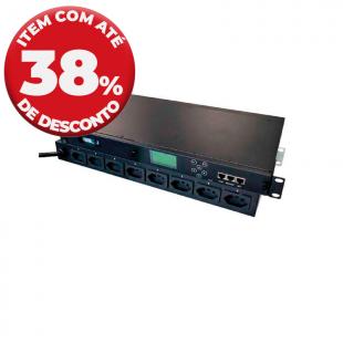 52021001 - NPDU NBR14136 1U 8 TOMADAS 10A PLUG 20A C/ DISJUNTOR S/CONTROLE DE TOMADAS WEB/SNMP - PN1-20T30-8T-H1-CB - D-NET