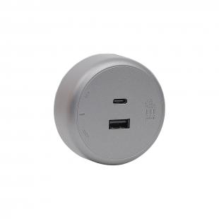 DNTEMUCZ-001-0 - MODULO USB TIPO-A TIPO-C P/ TRILHO DE ENERGIA CINZA - DN-TEMUSB-CZ - D-NET