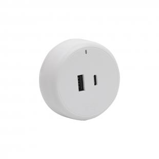 DNTEMUBR-001-0 - MODULO USB TIPO-A TIPO-C  P/ TRILHO DE ENERGIA BRANCO - DN-TEMUSB-BR - D-NET