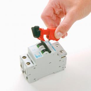 BYLTBLPD-005-0 - BLOQUEIO P/ DISJUNTORES DIN PINO P/ FORA (PCT C/ 6) VERMELHO - 90854 - BRADY